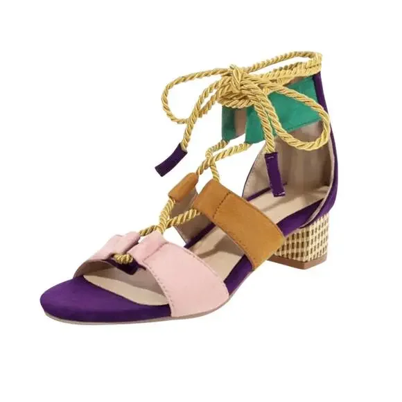 Multicolor stray gladiator heeled sandals. Size 41. - Picture 5 of 8